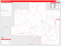 Van Buren County, AR Digital Map Red Line Style